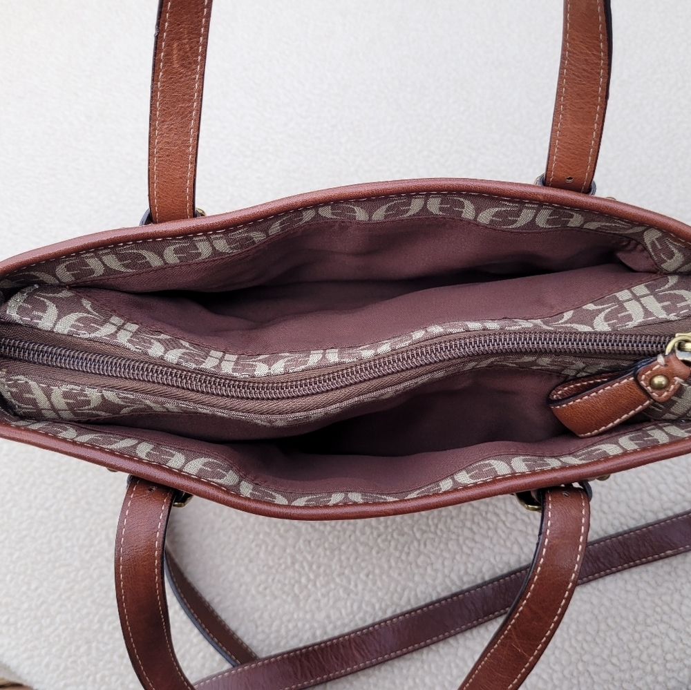 Fossil Signature Fabric Suede Patchwork Double Ha… - image 6